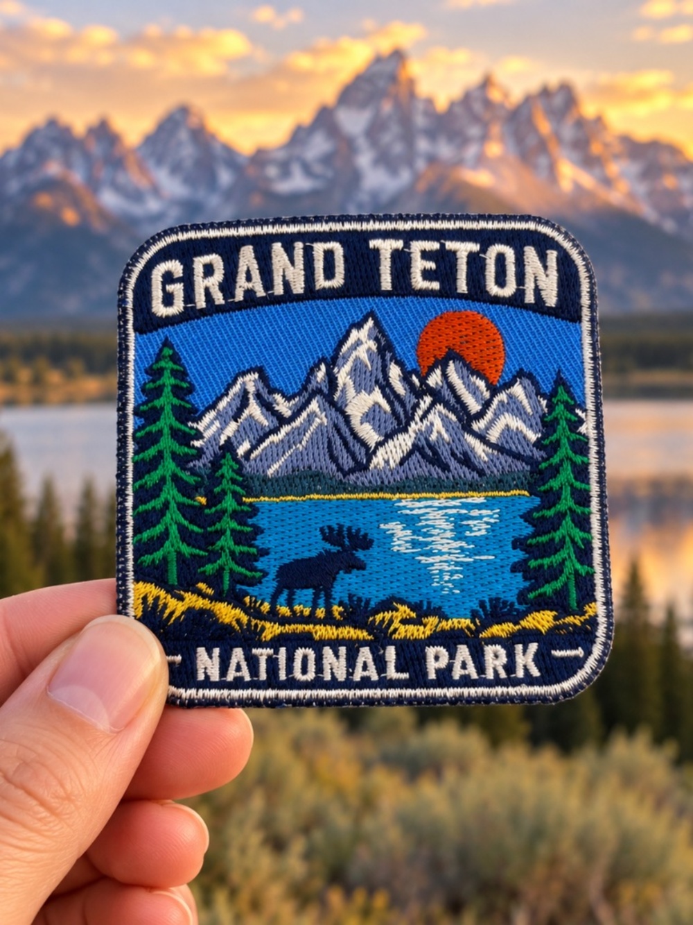 Grand Teton Patch National Park 3 Inch Iron-On Embroidered Wyoming Souvenir